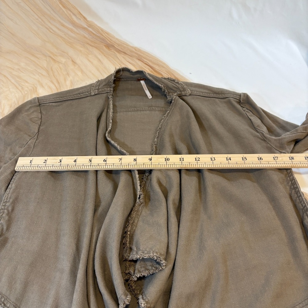Free People Womens Olive Green Long Sleeve Open Front Jacket Size S - Picture 6 of 8